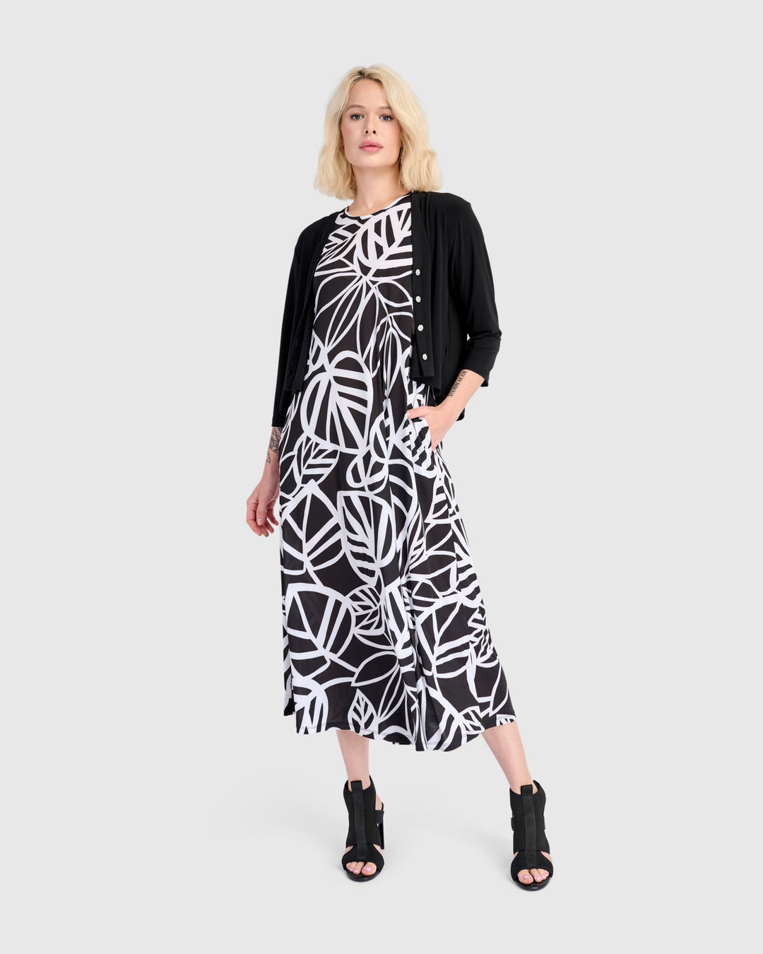 Fronda A-line Midi Dress, Mono