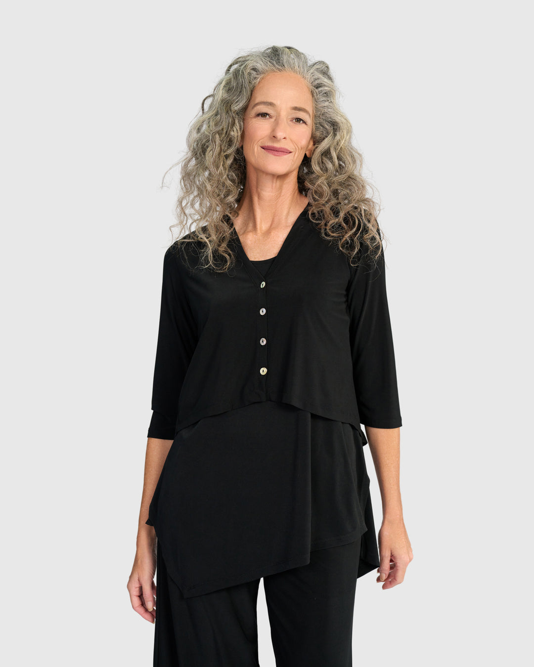 Essential Slinky Point Hem Tank, Black