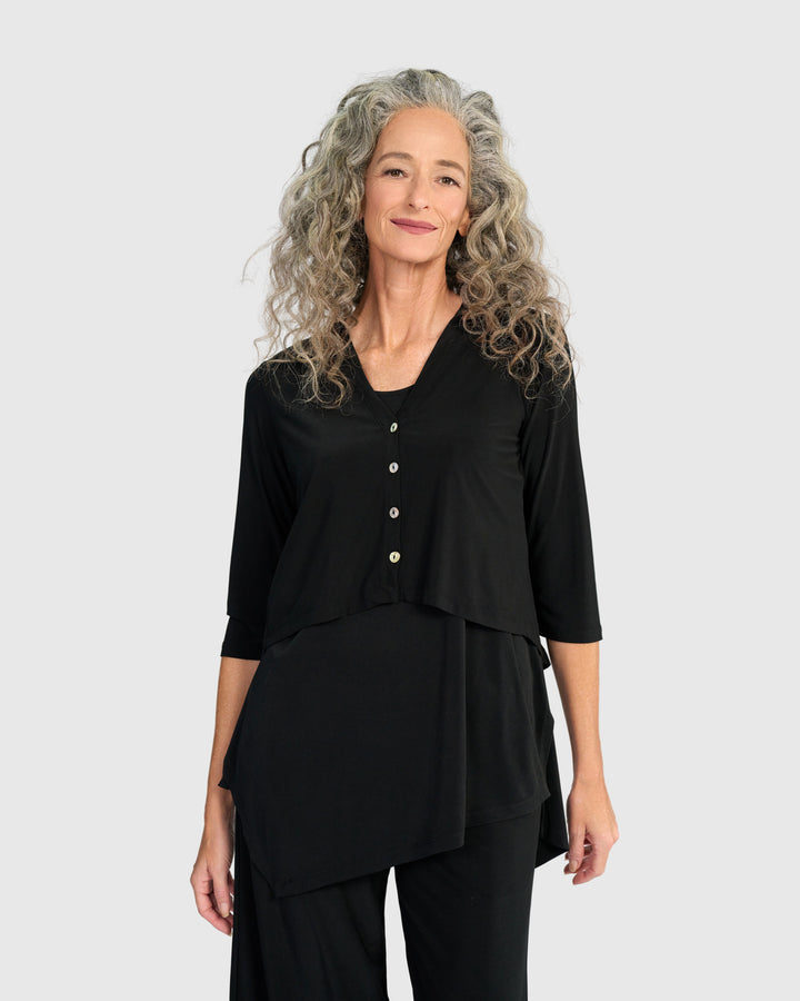 Essential Slinky Point Hem Tank, Black