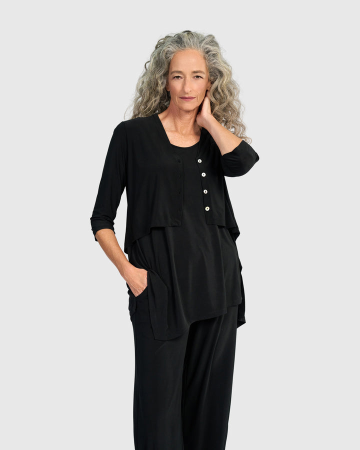 Essential Slinky Cropped Cardigan, Black