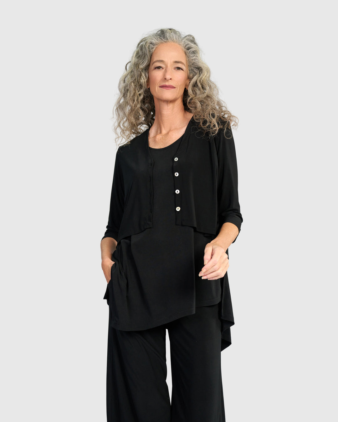 Essential Slinky Cropped Cardigan, Black