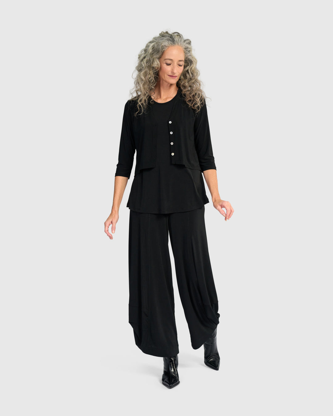 Essential Slinky Cropped Cardigan, Black