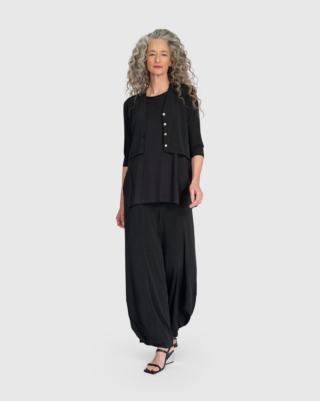 Essential Slinky Cropped Cardigan, Black