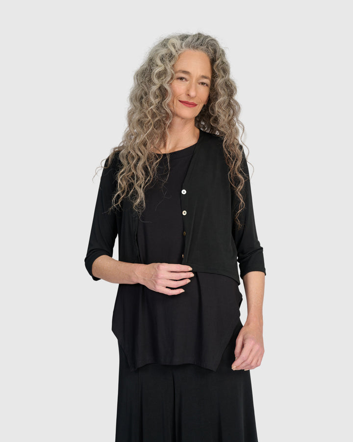 Essential Slinky Cropped Cardigan, Black