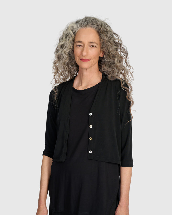 Essential Slinky Cropped Cardigan, Black