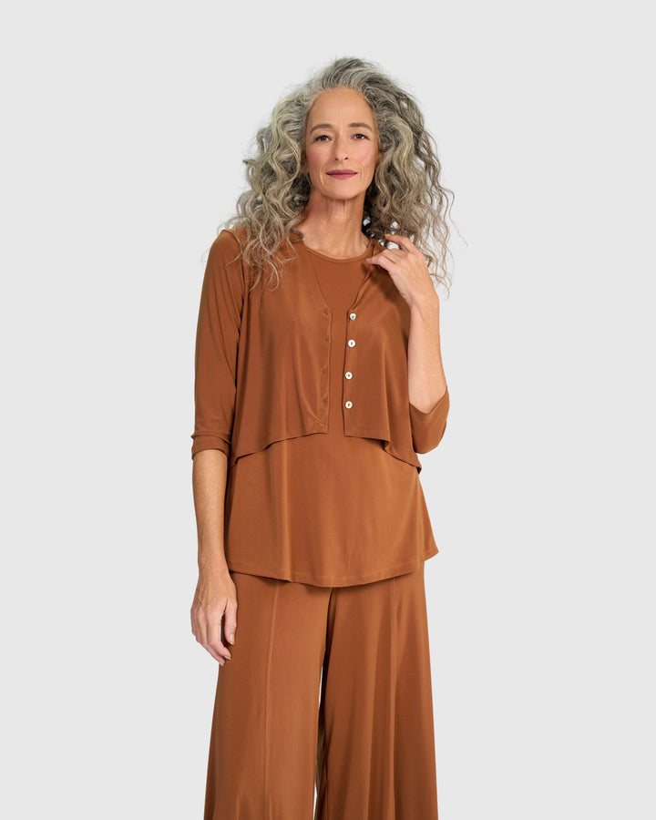 Essential Slinky Cropped Cardigan, Caramel