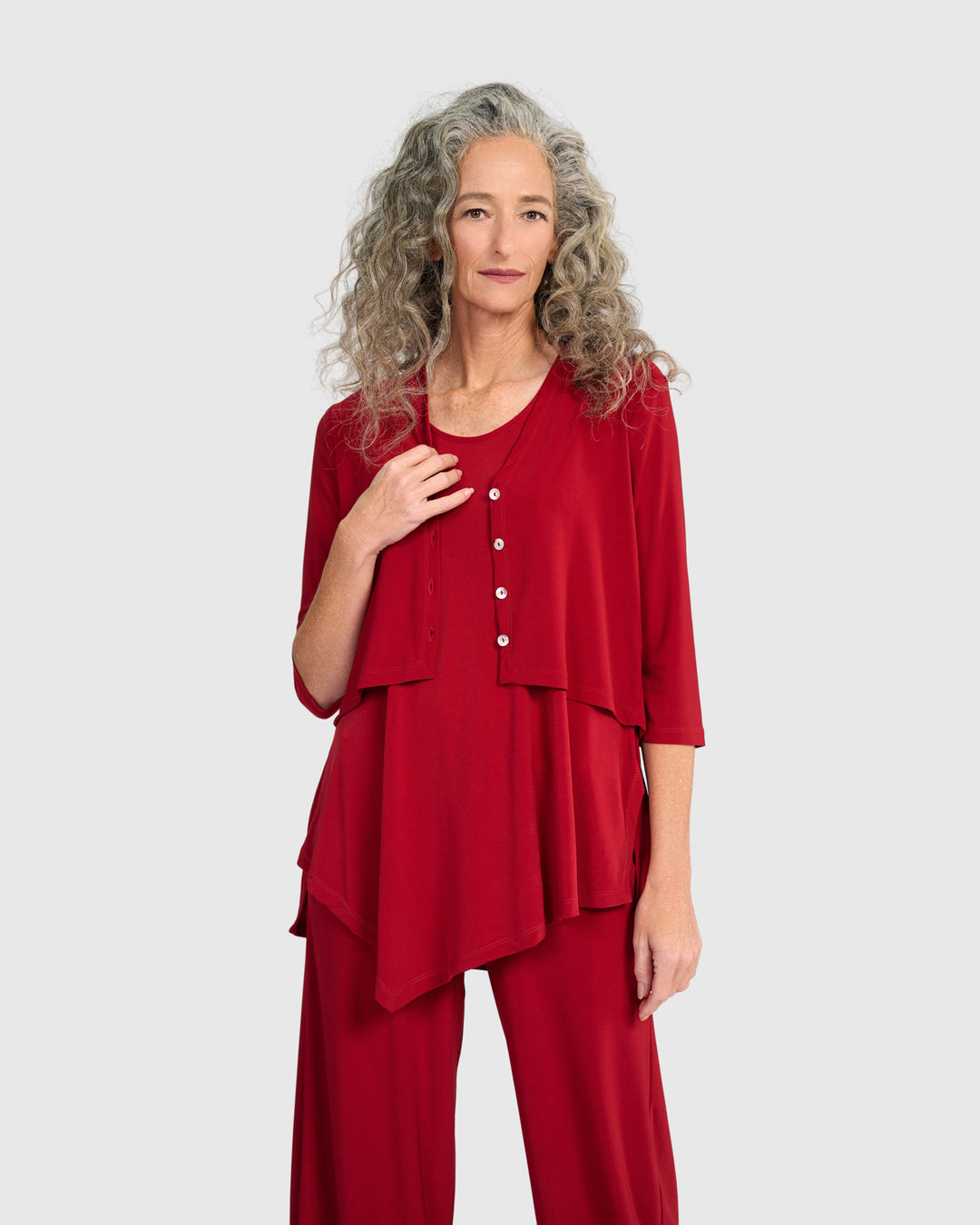 Essential Slinky Cropped Cardigan, Garnet