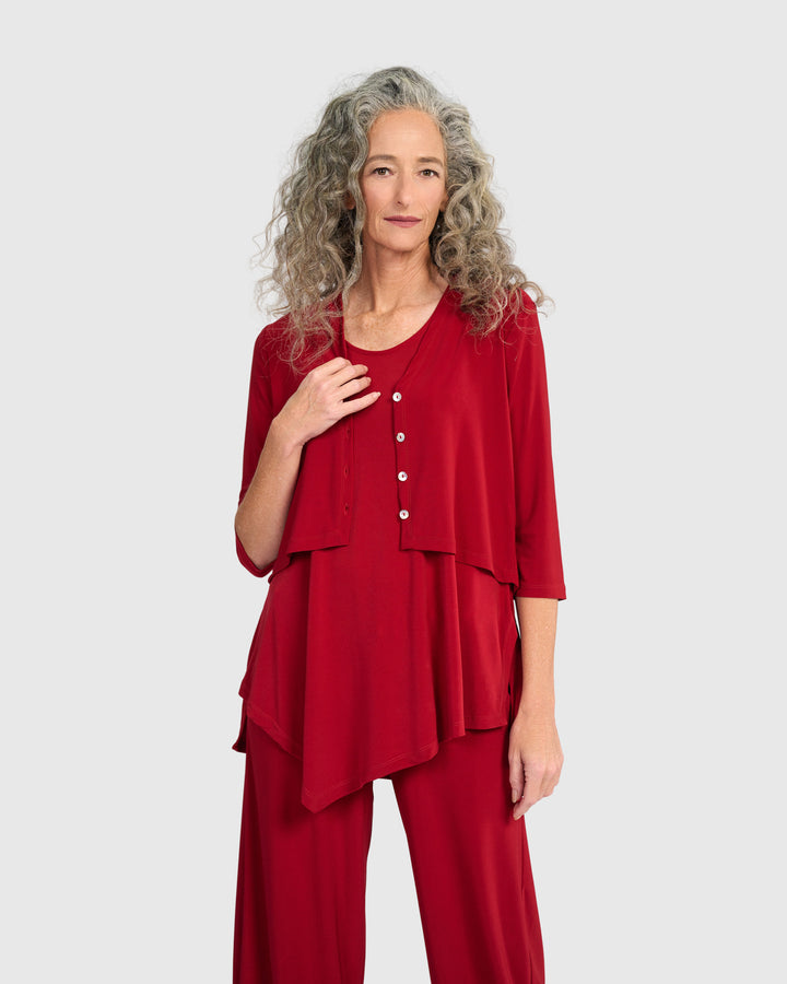 Essential Slinky Cropped Cardigan, Garnet
