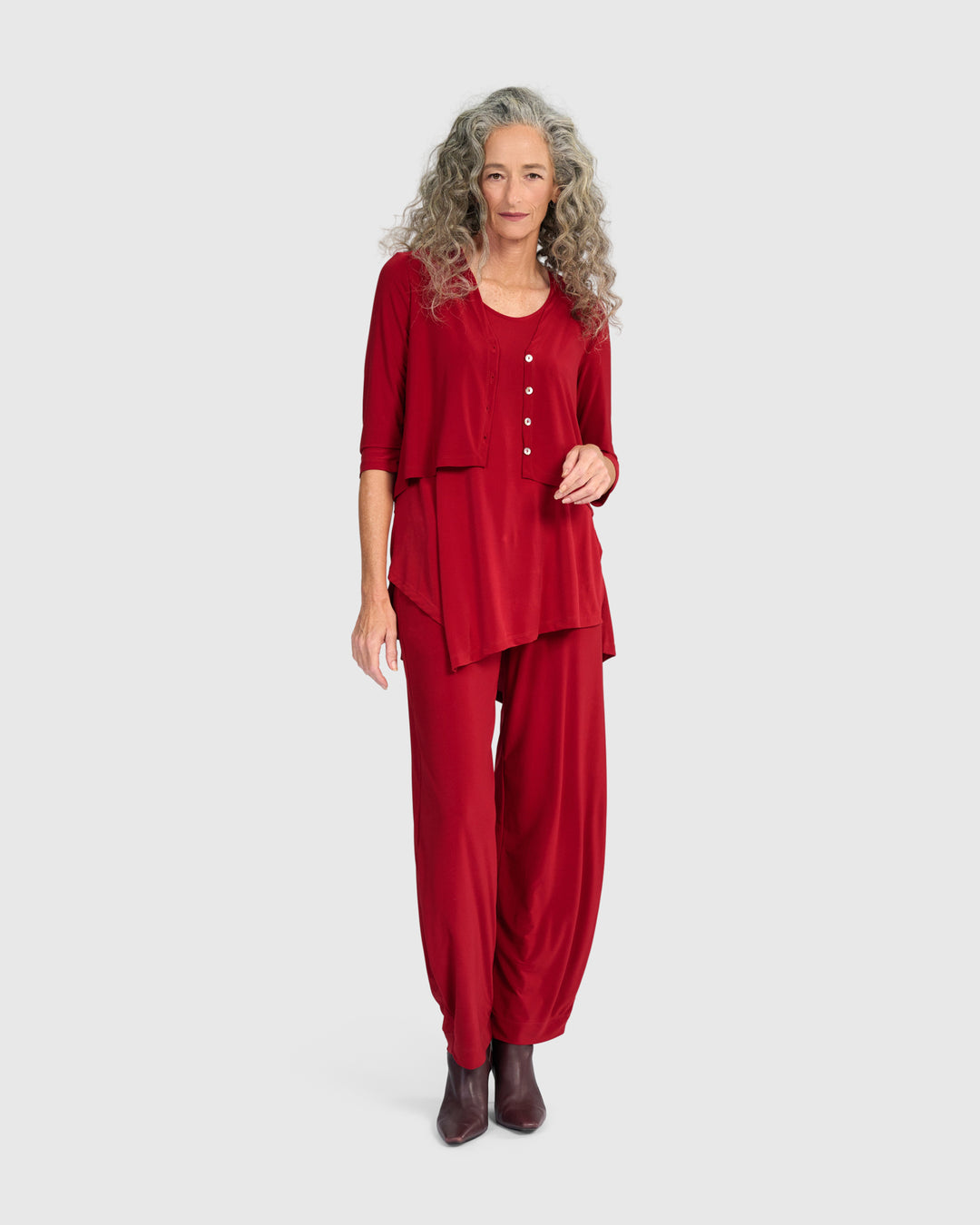 Essential Slinky Cropped Cardigan, Garnet
