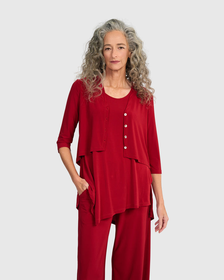 Essential Slinky Cropped Cardigan, Garnet