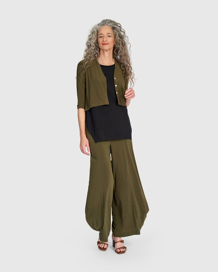 Essential Slinky Cropped Cardigan, Khaki