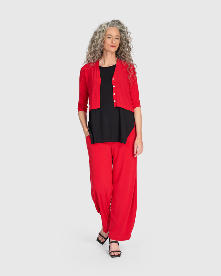 Essential Slinky Cropped Cardigan, Red