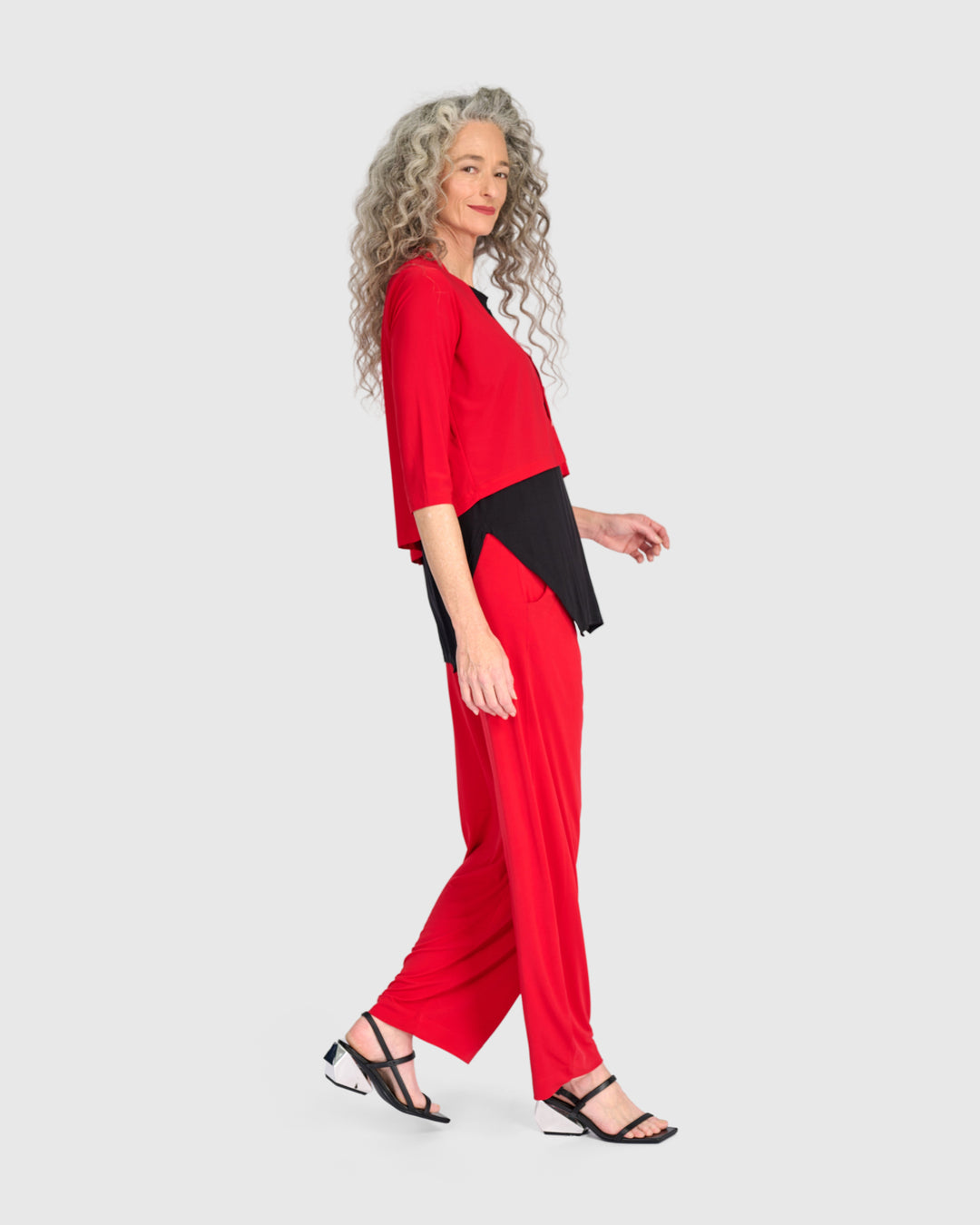 Essential Slinky Cropped Cardigan, Red