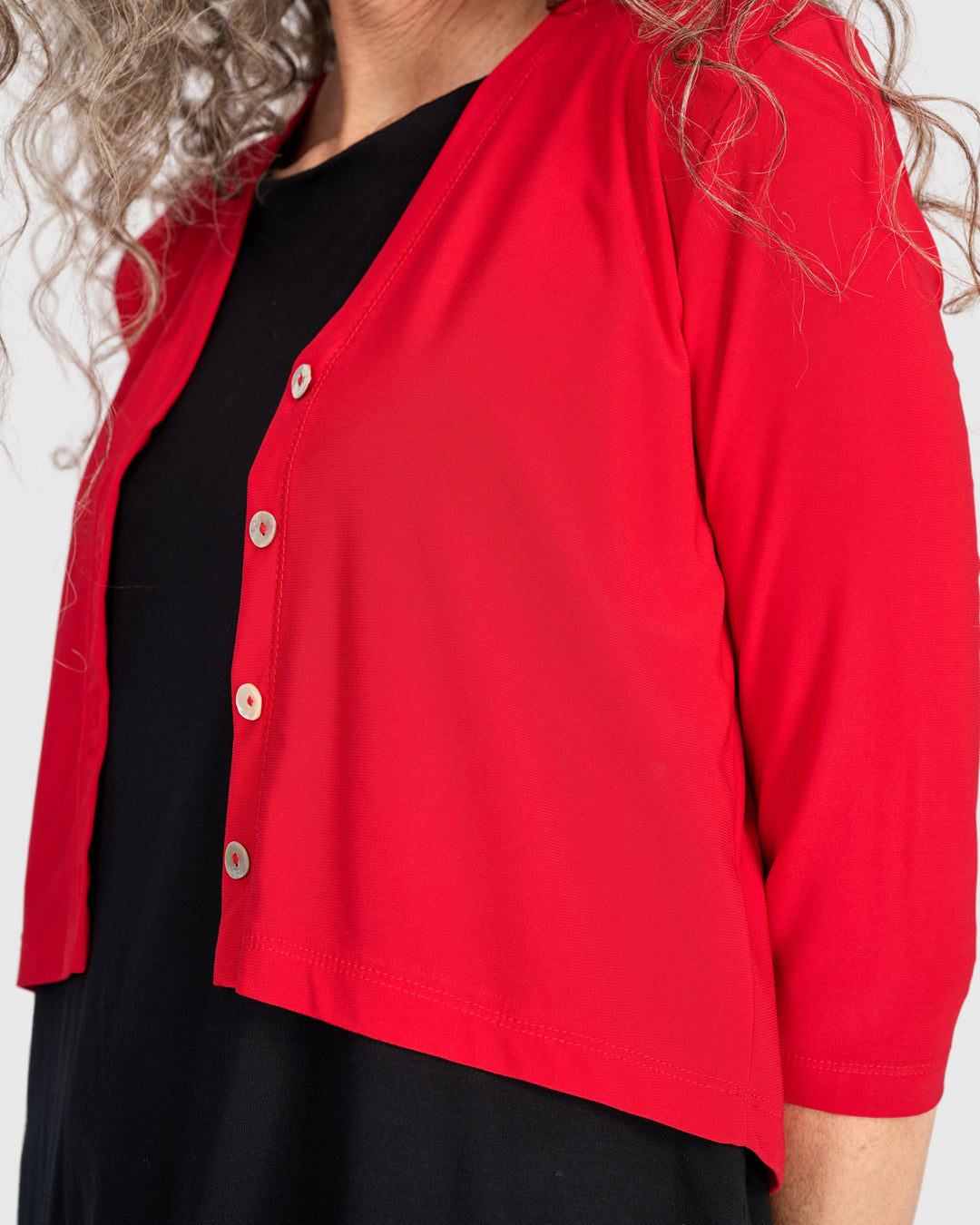 Essential Slinky Cropped Cardigan, Red