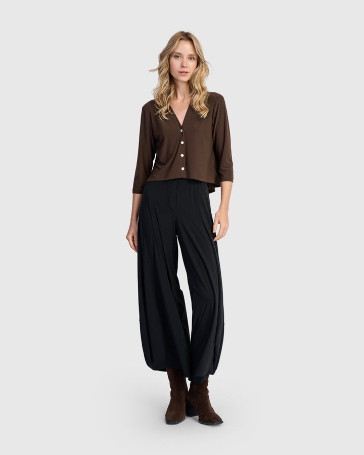 Essential Slinky Cropped Cardigan, Sepia