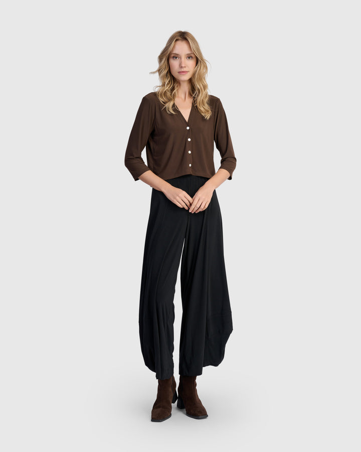 Essential Slinky Cropped Cardigan, Sepia