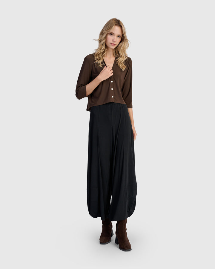 Essential Slinky Cropped Cardigan, Sepia