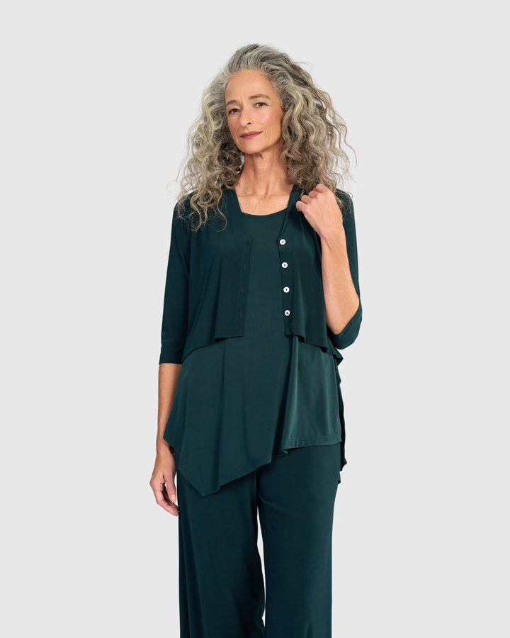 Essential Slinky Cropped Cardigan, Teal