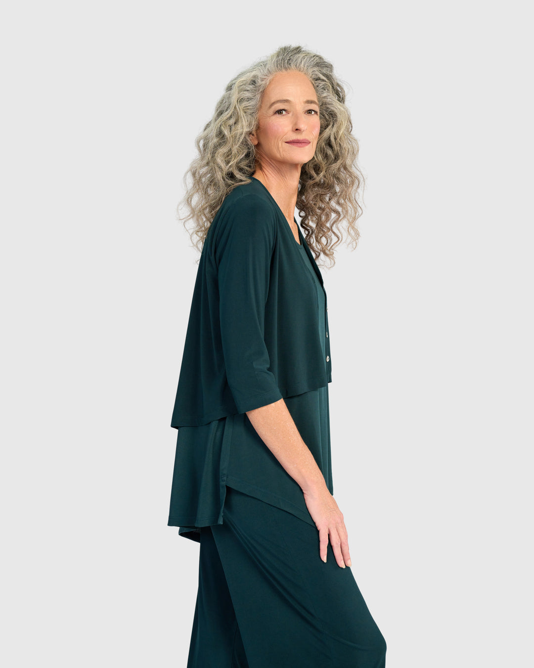 Essential Slinky Cropped Cardigan, Teal
