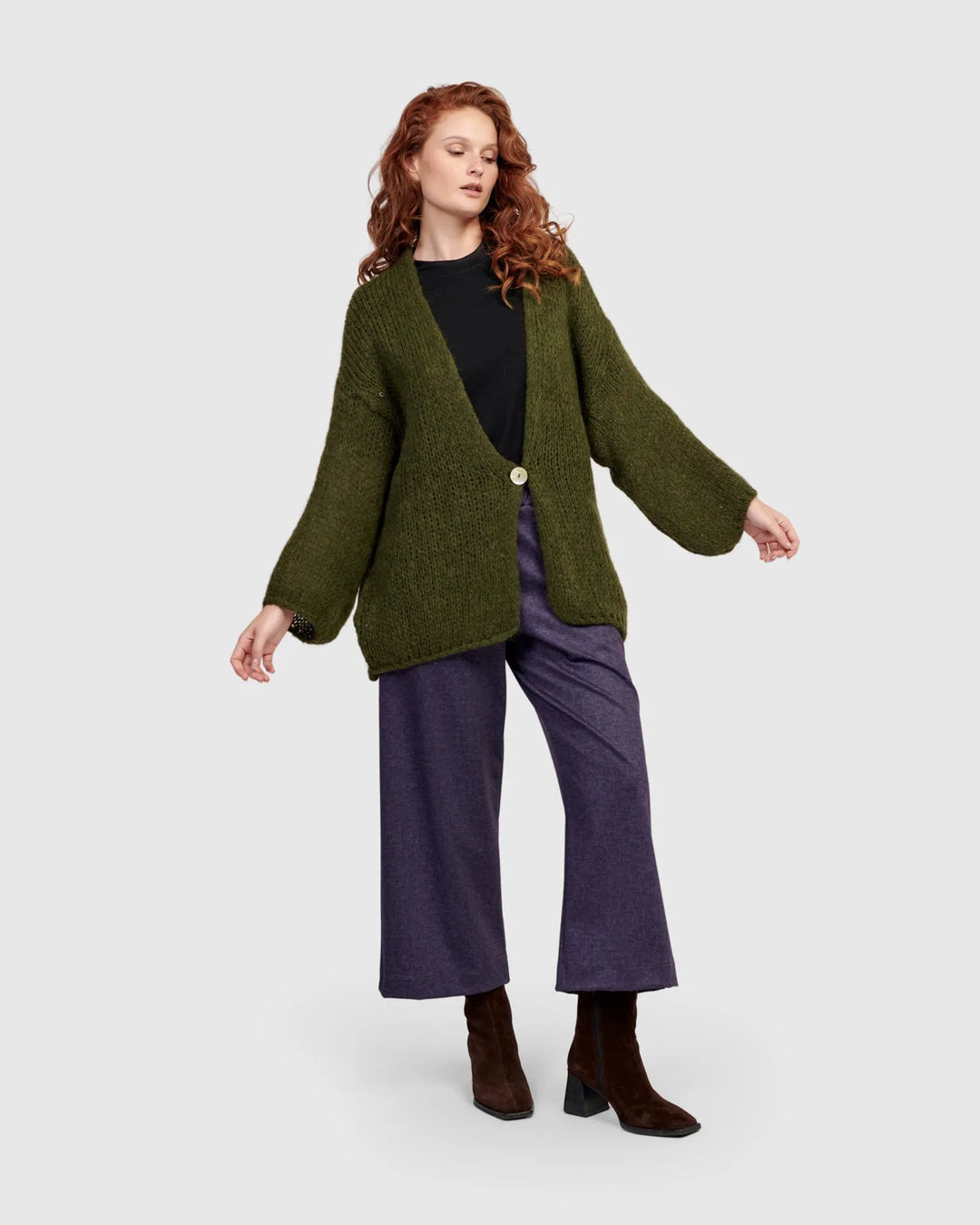 Edith Knit Cardigan, Forest