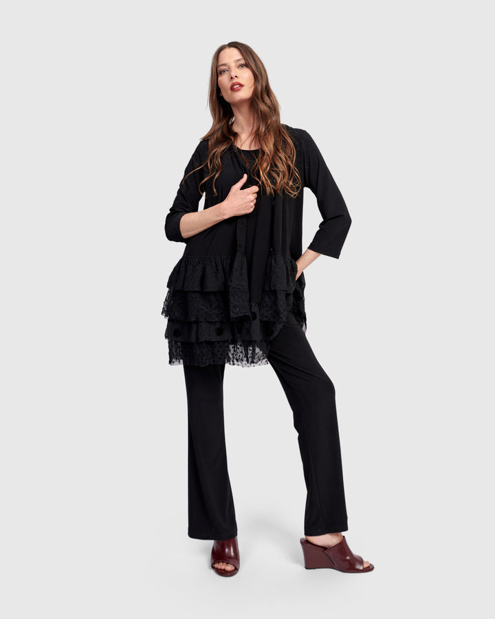 Ruffle Cardigan, Black