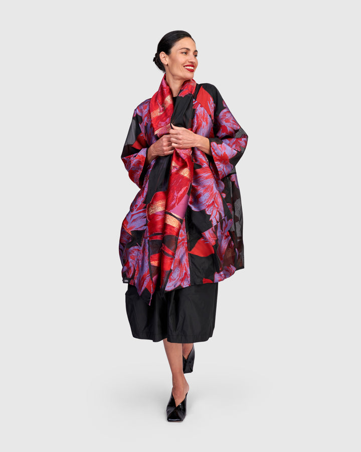 Yoru Cocoon Jacket, Red/Purple Floral