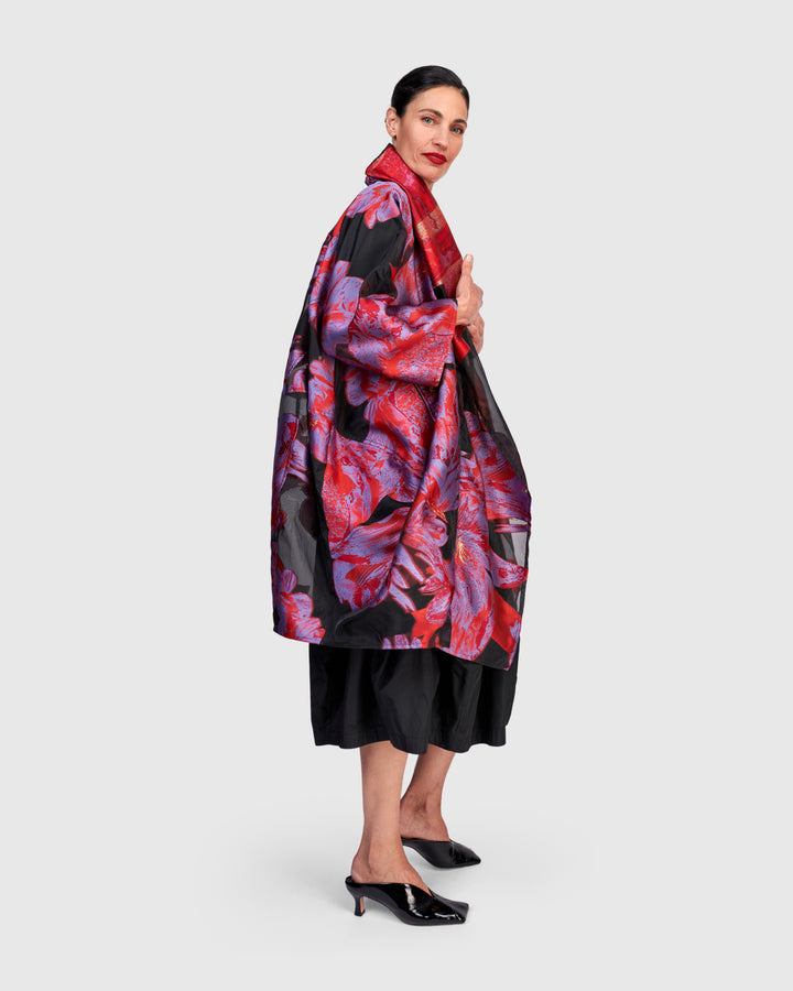 Yoru Cocoon Jacket, Red/Purple Floral