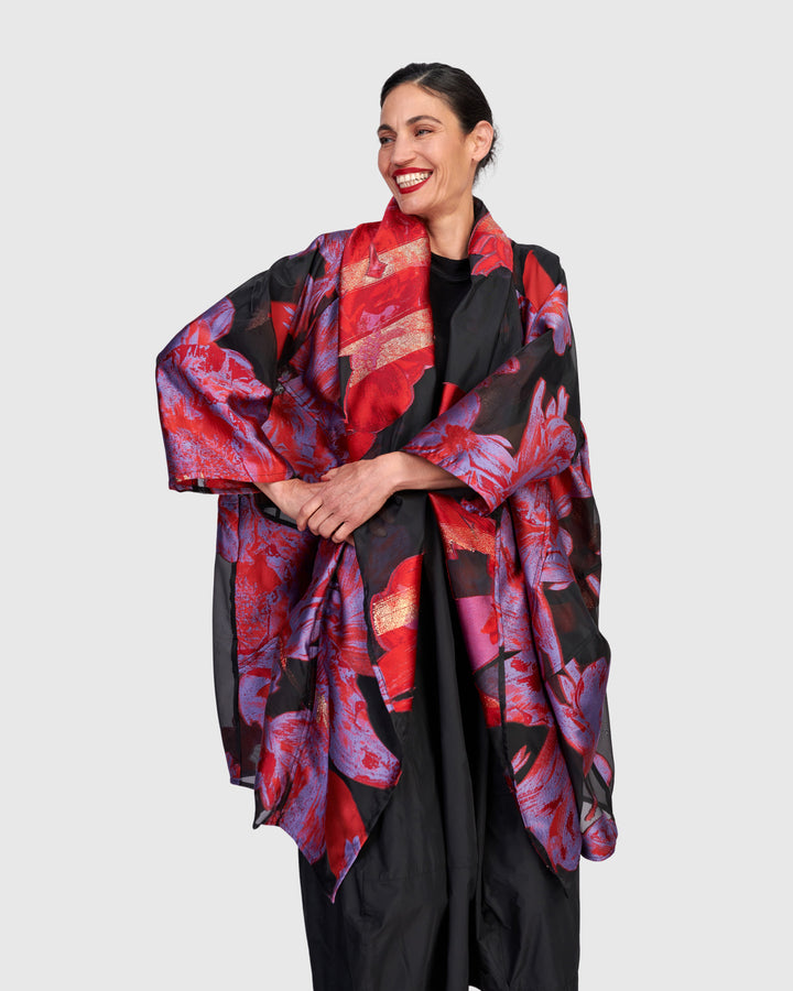 Yoru Cocoon Jacket, Red/Purple Floral