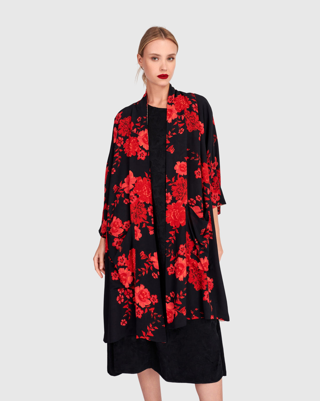 Kao Reversible Robe, Black/Apricot