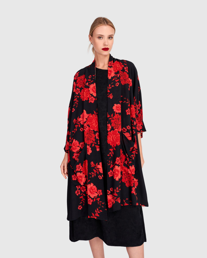 Kao Reversible Robe, Black/Apricot