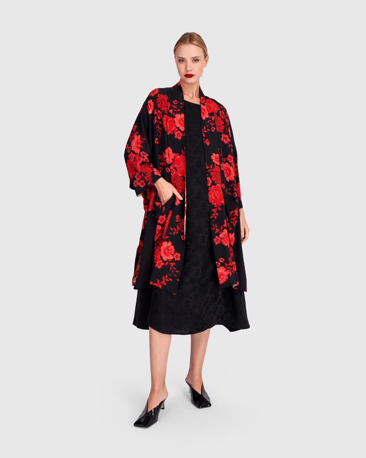 Kao Reversible Robe, Black/Apricot