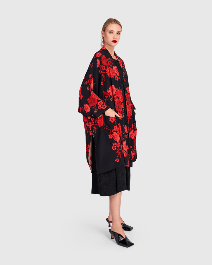 Kao Reversible Robe, Black/Apricot