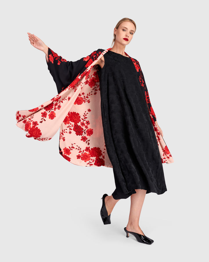 Suzu Swing Dress, Black Jacquard