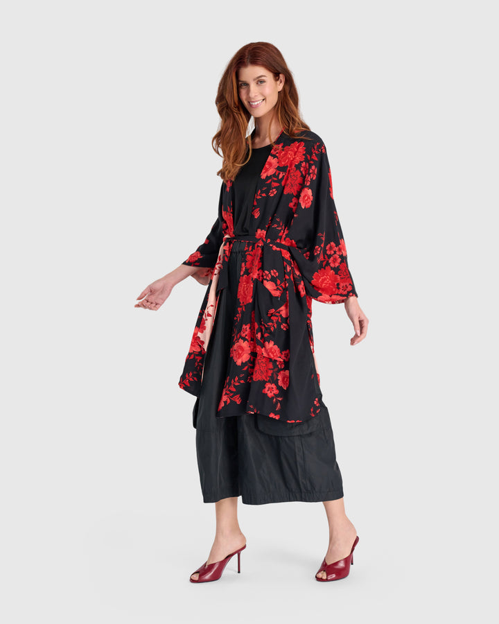 Kao Reversible Robe, Black/Apricot