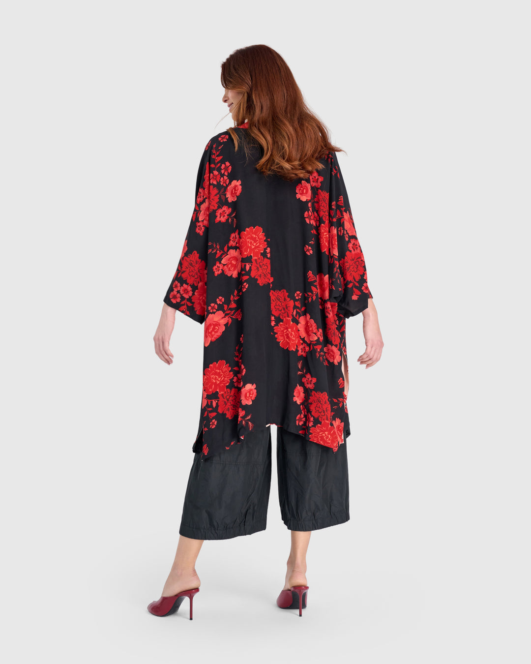 Kao Reversible Robe, Black/Apricot