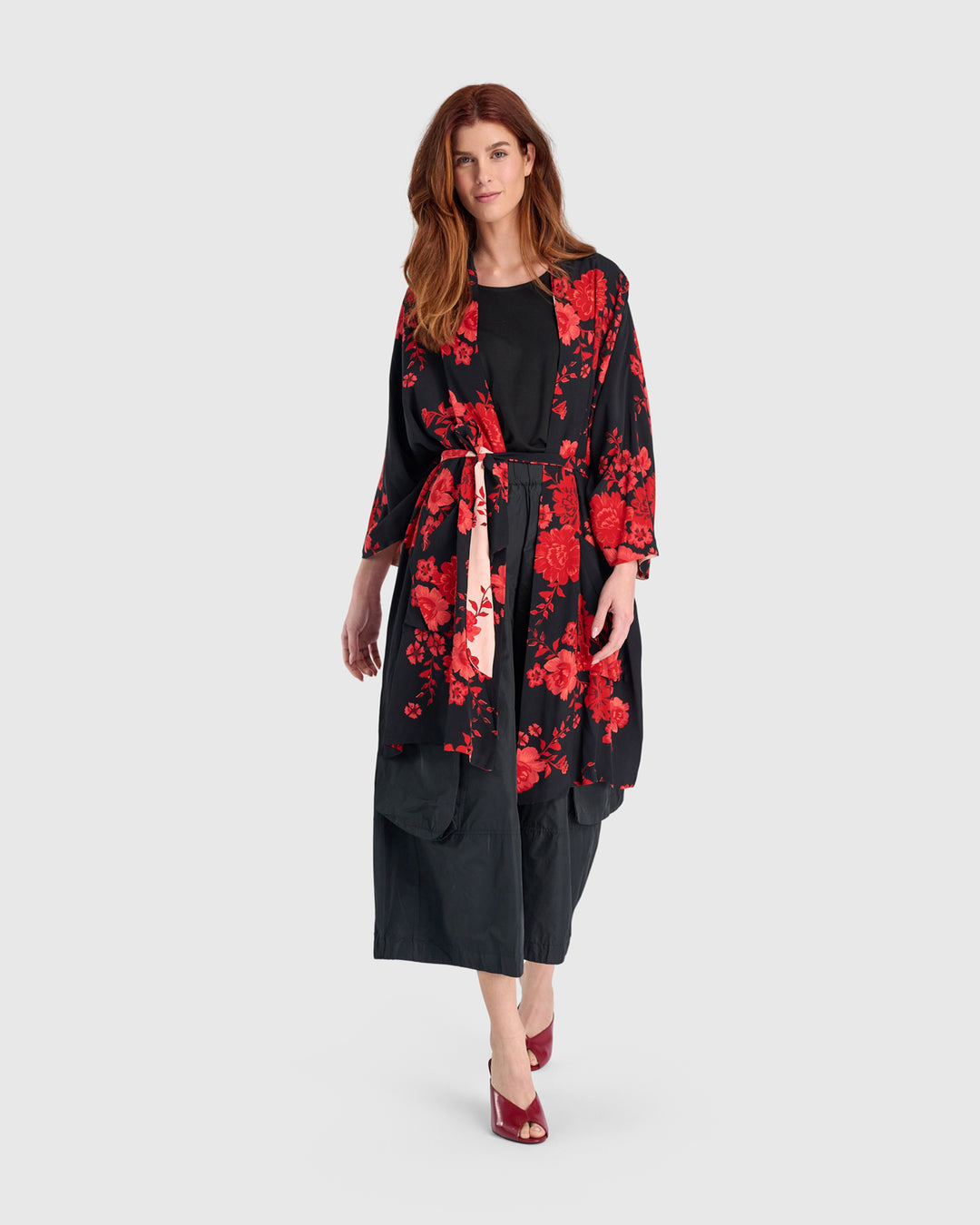 Kao Reversible Robe, Black/Apricot