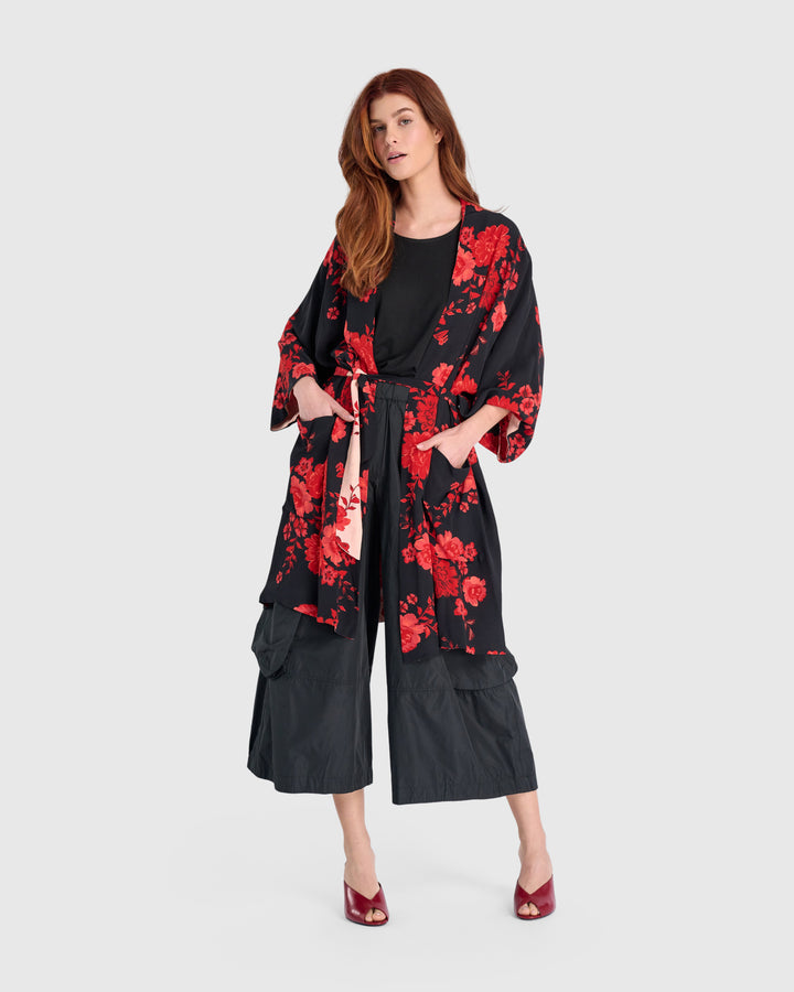 Kao Reversible Robe, Black/Apricot