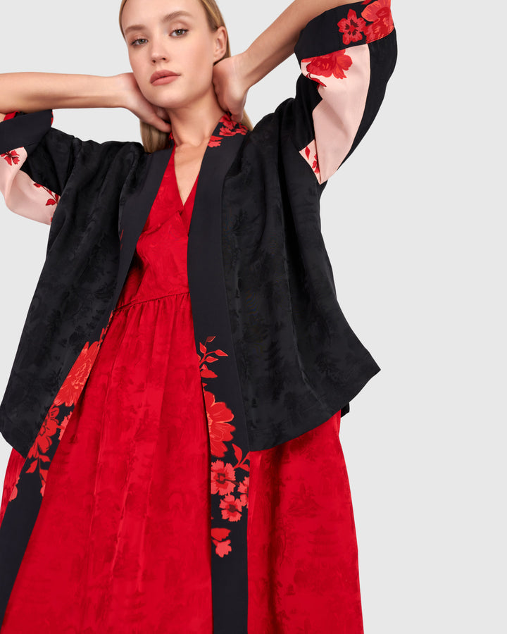 Boudoir Jacket, Black Jacquard