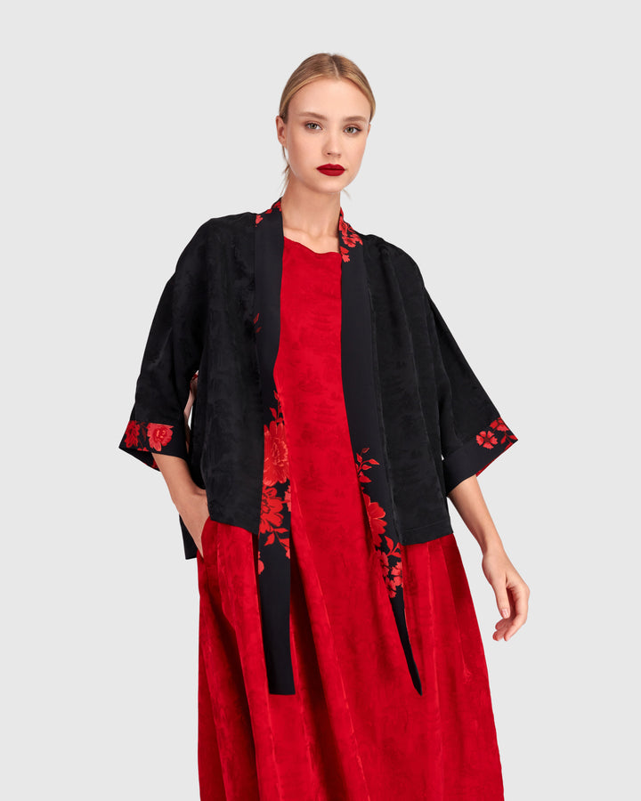 Boudoir Jacket, Black Jacquard