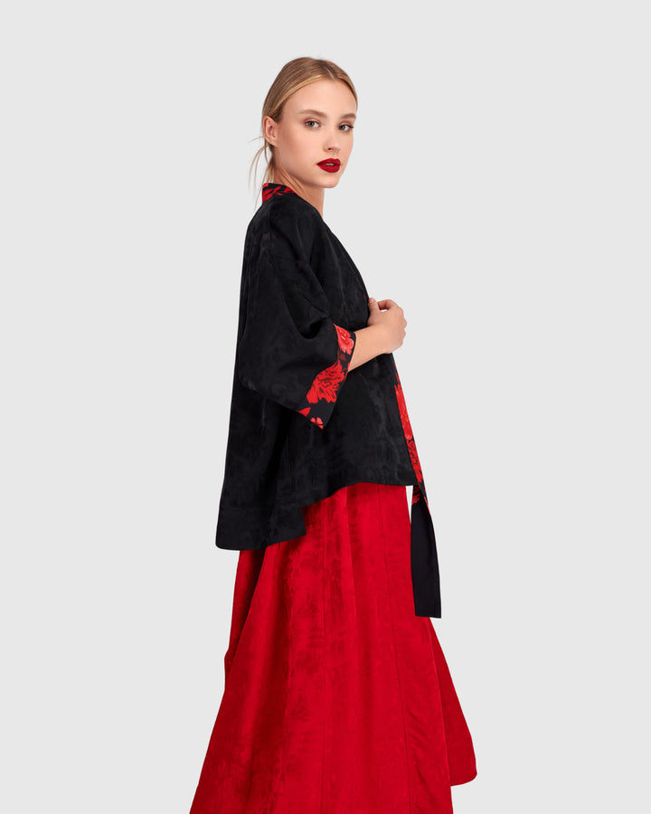 Boudoir Jacket, Black Jacquard