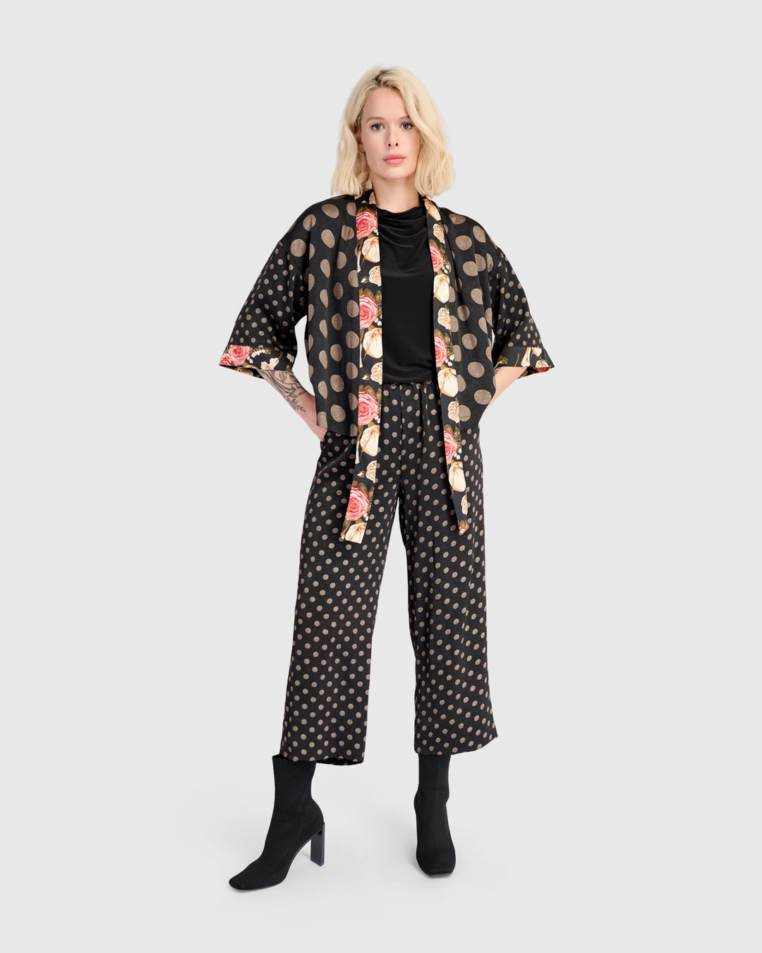 Boudoir Jacket, Black/Bronze Dots