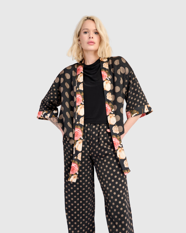 Boudoir Jacket, Black/Bronze Dots