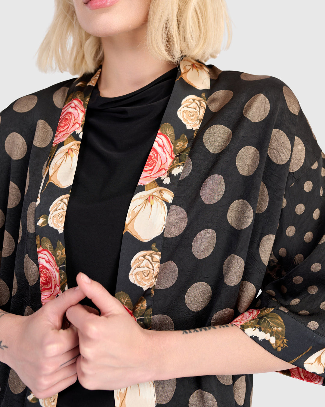 Boudoir Jacket, Black/Bronze Dots