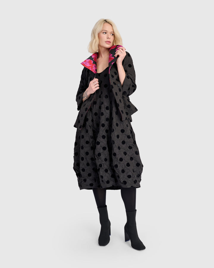 Reve Tank Cocoon Dress, Black Dots