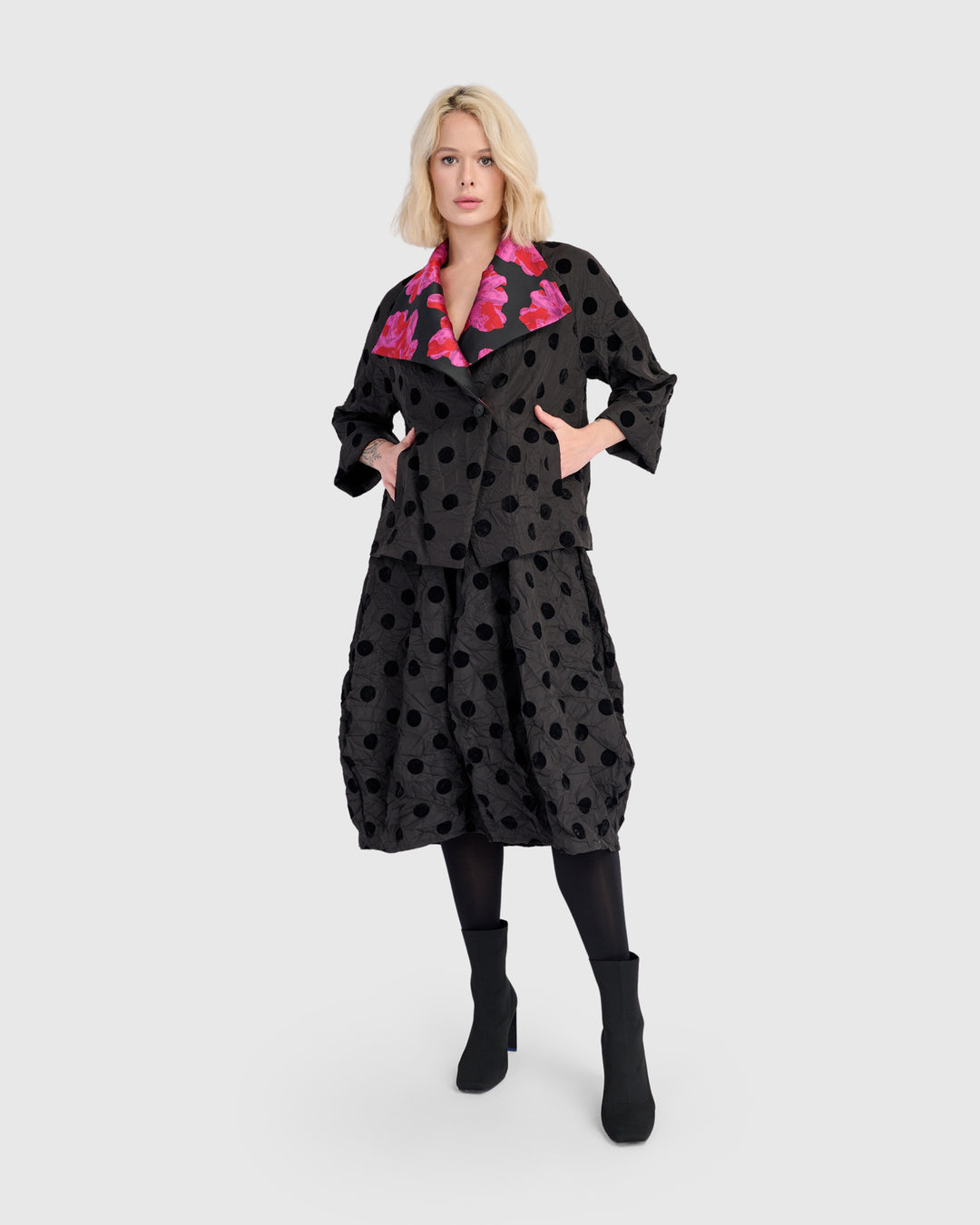 Cherie Cocktail Jacket, Black Dots