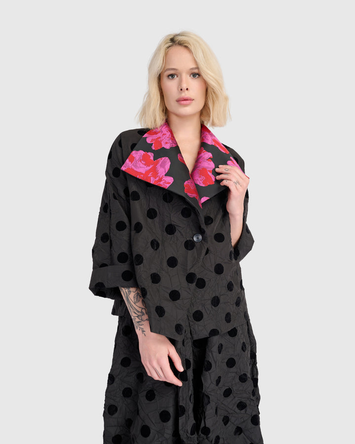 Cherie Cocktail Jacket, Black Dots