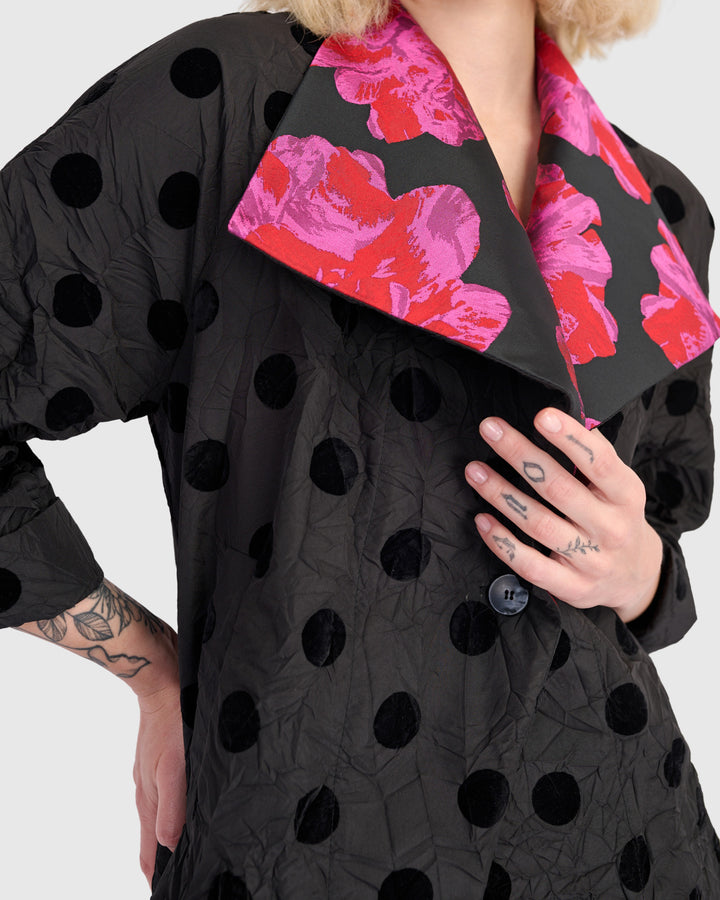 Cherie Cocktail Jacket, Black Dots