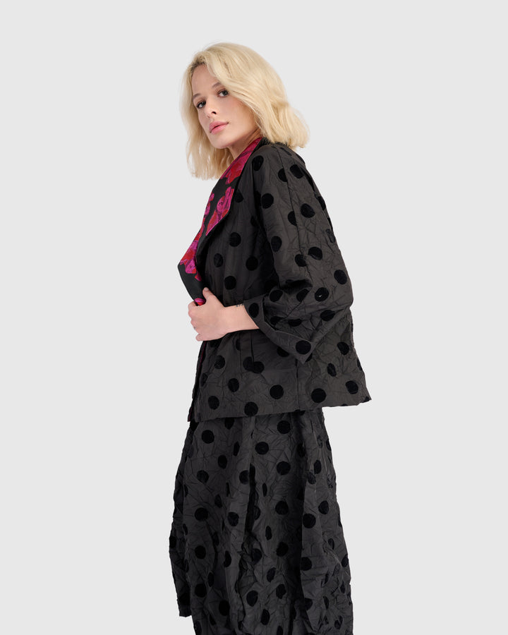 Cherie Cocktail Jacket, Black Dots
