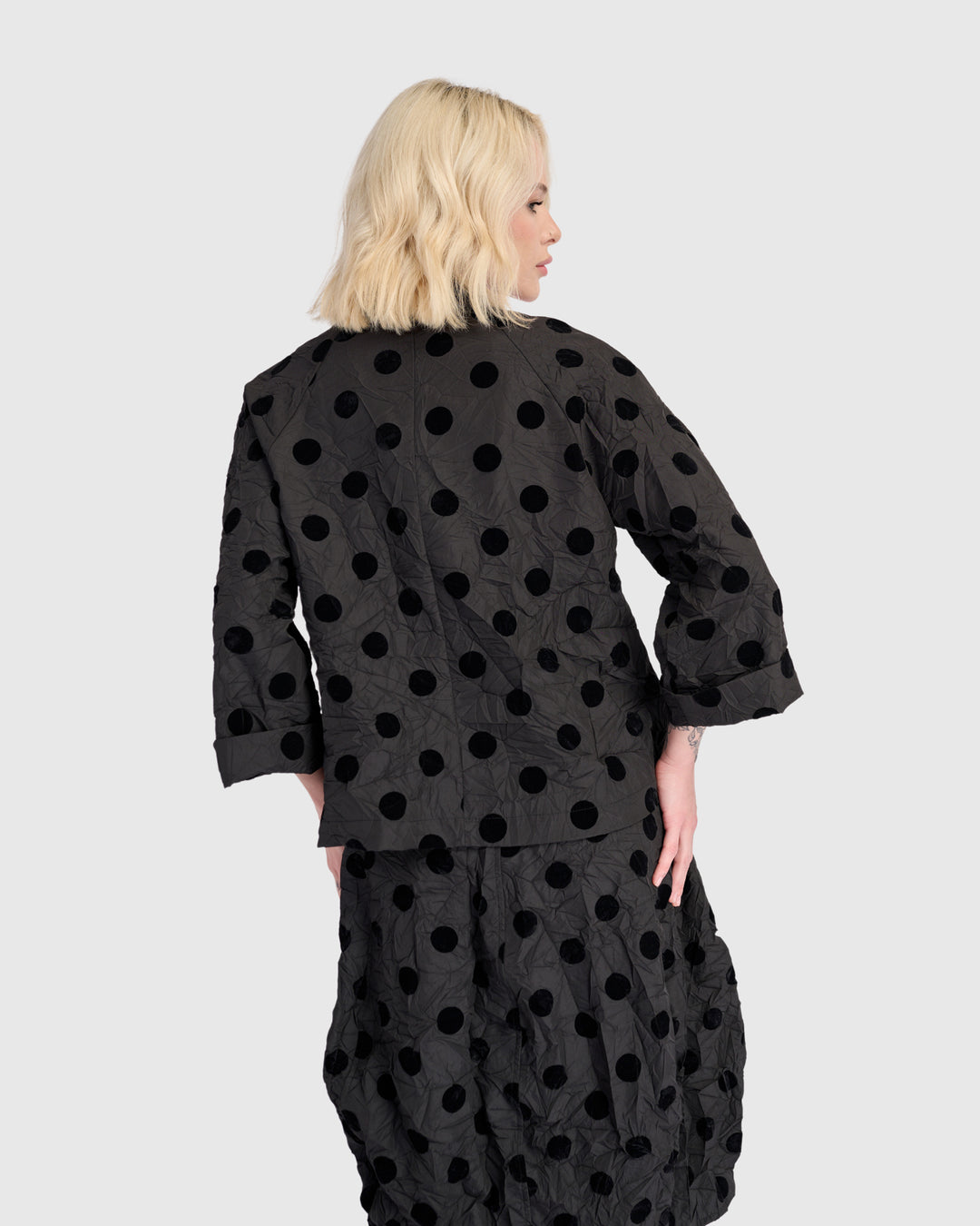 Cherie Cocktail Jacket, Black Dots