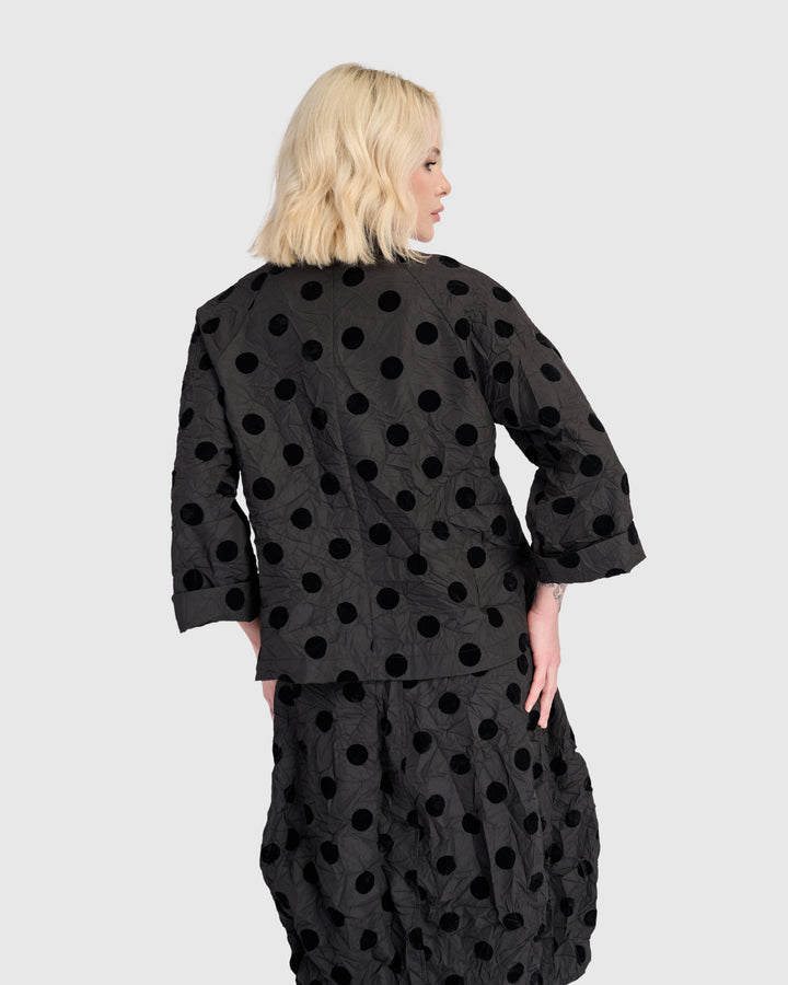 Cherie Cocktail Jacket, Black Dots